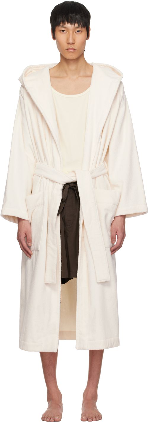 Tekla Off-White Terry Hooded Bathrobe
