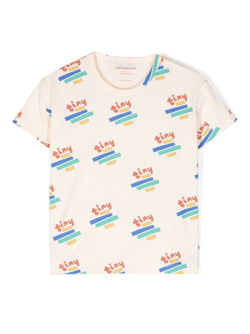 Tiny logo-print T-shirt - Neutrals