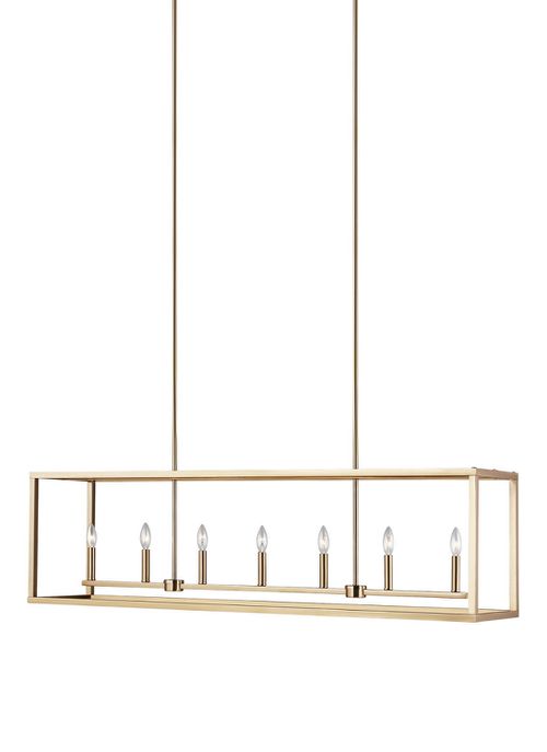 Satin Brass Seven Light Island Pendant from the Moffet Street Collection