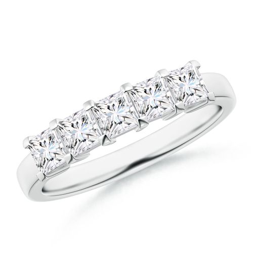 Angara 1.0 Carat Classic Five Stone Princess Diamond Wedding Ring for Her in 14K White Gold