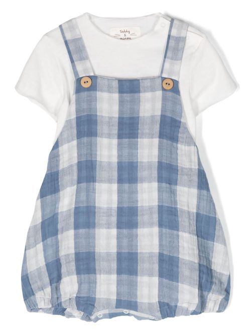Gingham-check T-shirt and shorties - Blue