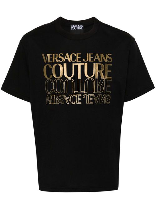 Metallic logo-print cotton T-shirt - Black