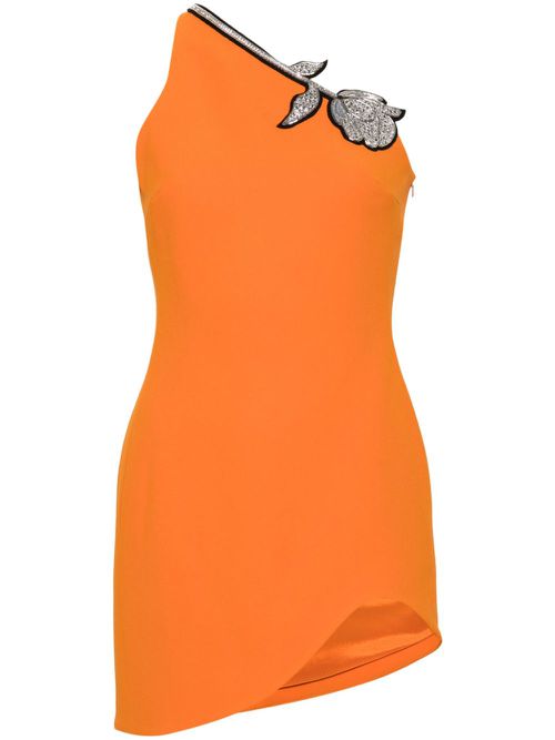 Floral-appliqué mini dress - Orange