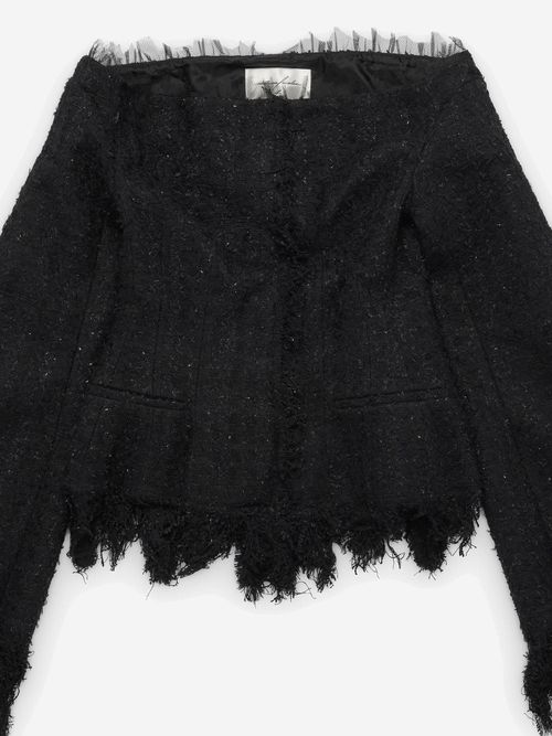 Fringed Cotton-Blend Dress — Black