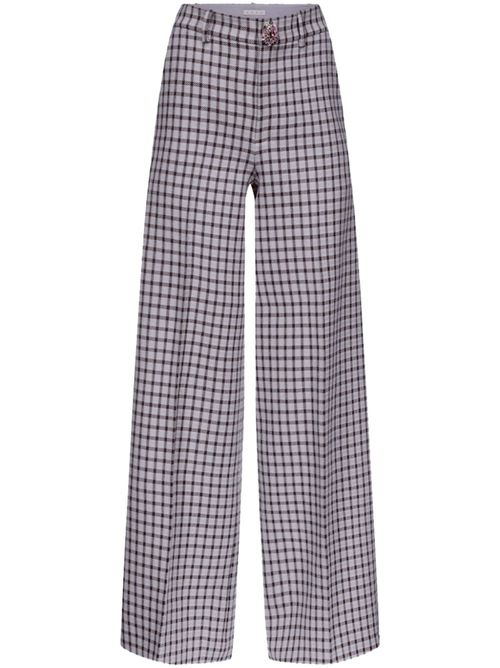 Checked wide-leg trousers - Purple