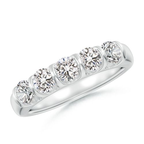 Angara 1.0 Carat Bar Set Five Stone Round Diamond Wedding Ring for Her in Platinum
