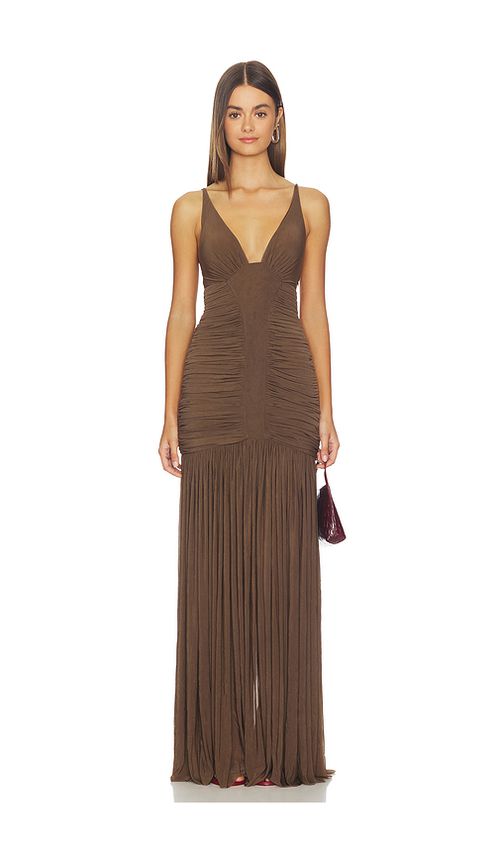 MISHA MAXIKLEID INDERNE in Brown. Größe M. Also in