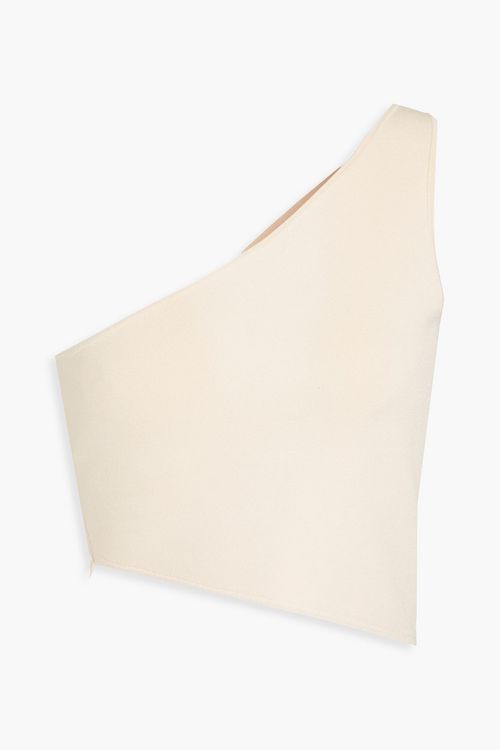 Asymmetric one-shoulder stretch-jersey top