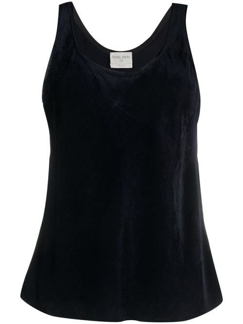 Scoop-neck corduroy tank top - Blue