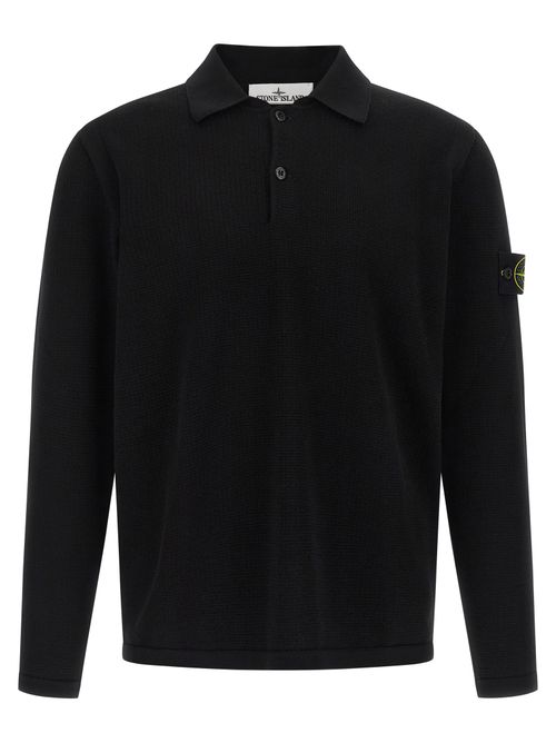 Cotton Knit Polo Shirt — Black