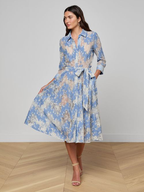 Ralphie Lace Midi Dress In Allure Blue/ivory