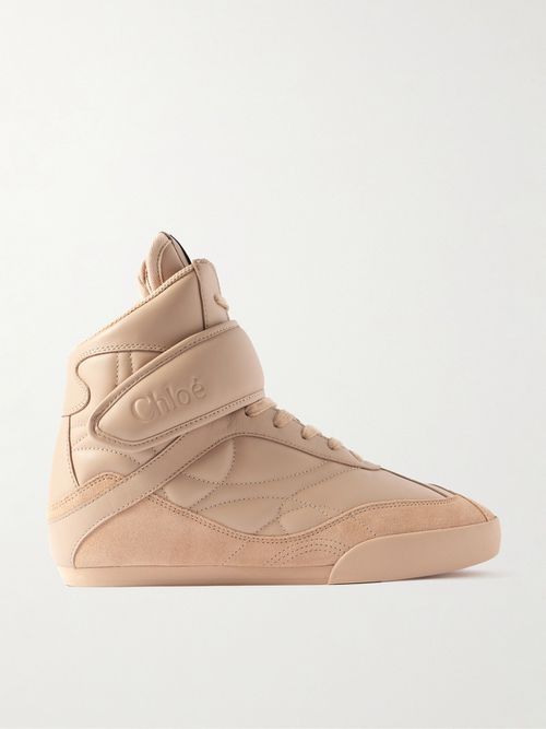 Kick Suede-trimmed Quilted Leather High-top Sneakers - Neutrals