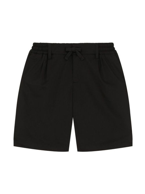 Logo-plaque cotton blend shorts - Black