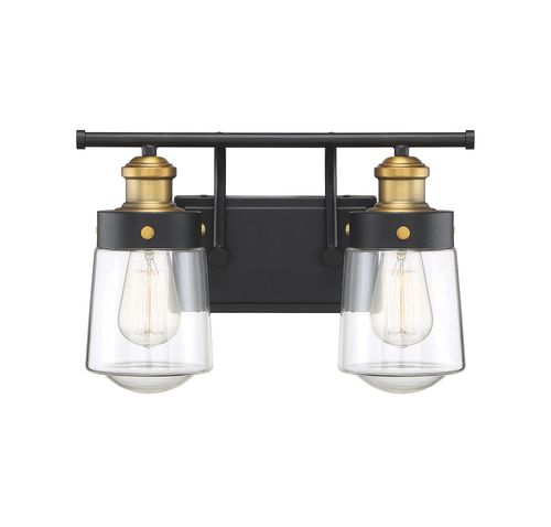 Savoy House Macauley 2-Light Bathroom Vanity Light in Vintage Black With Warm Bras