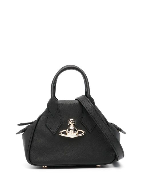 Orb-plaque leather tote bag - Black