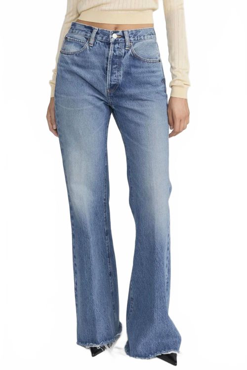 Lax Wide Leg Flare Jeans In Numeral Raw Fray