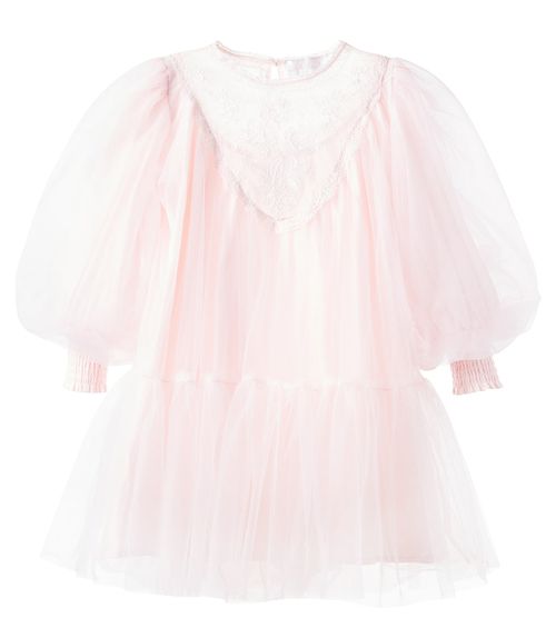 Lace-trimmed tulle dress