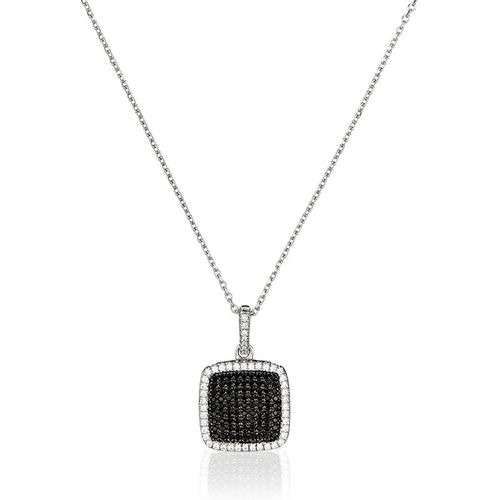 Orphelia WoMens 925 Sterling Silver Chain with Pendant - Silver/Black ZH-4879 - Black & Silver - One Size