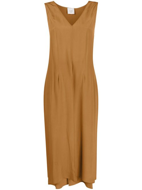 Silk mid-length dress - Brown