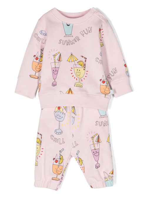 Summer Cocktail cotton tracksuit set - Pink