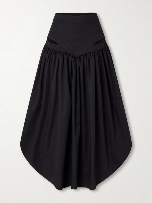 Iyawo Cutout Twill Maxi Skirt - Black