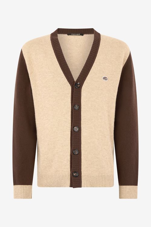 Cardigan With Rc Monogram Patch