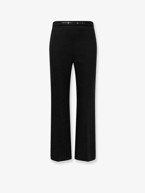 Gold Monogram High-Waisted Trousers — Black