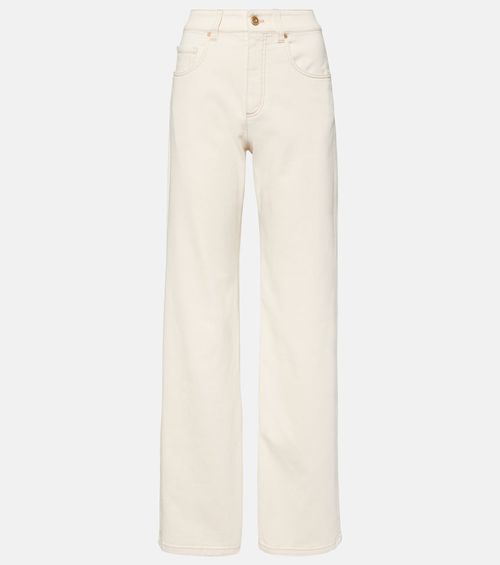 Garment-dyed wide-leg jeans
