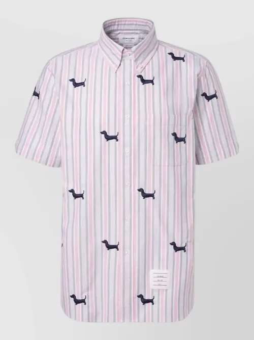 Thom Browne - straight fit cotton shirt stripe hector