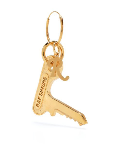 Key charm hoop earring - Gold