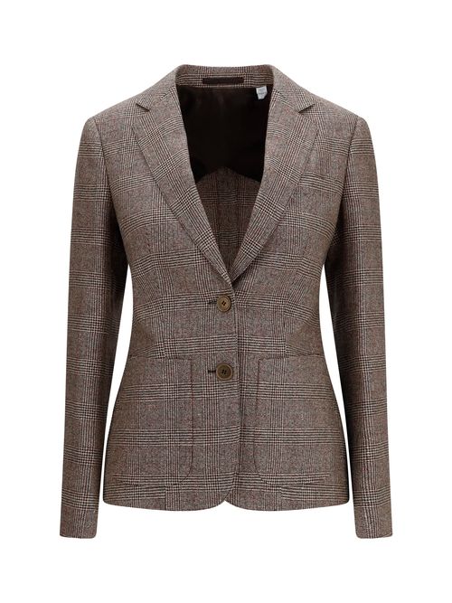 Wool and Linen Check Blazer — Beige