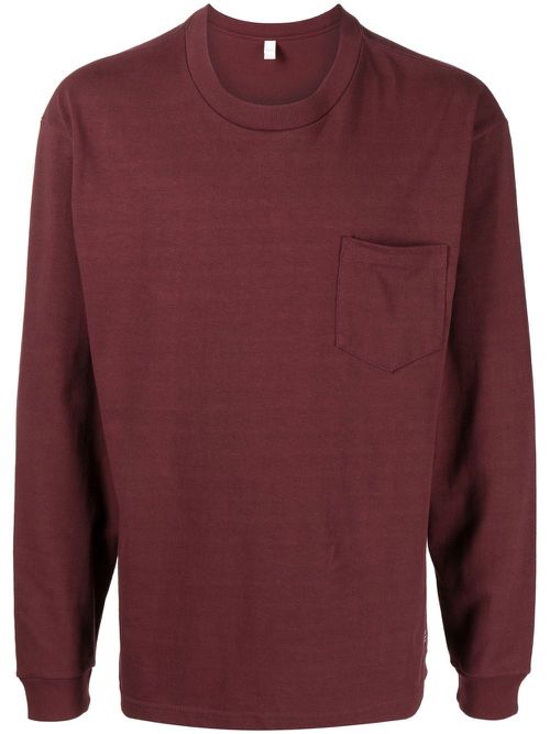 Crew neck long-sleeved T-shirt - BURGUNDY