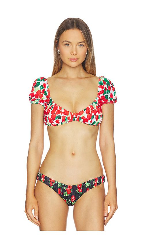 CAROLINE CONSTAS Zoe Bikini Top in Red. - M also in L, S
