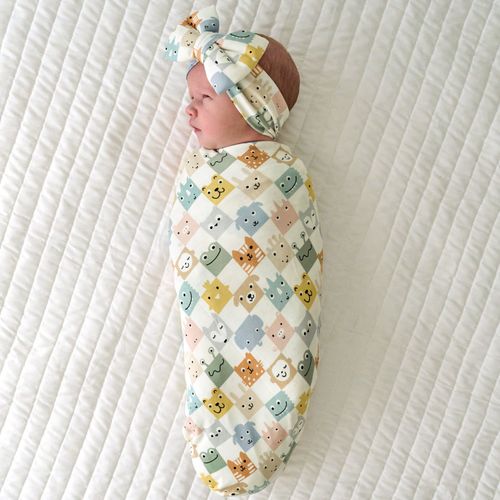 Check Mates Swaddle & Luxe Baby Girl Soft & Stretchy Bamboo Bow Headbands Set
