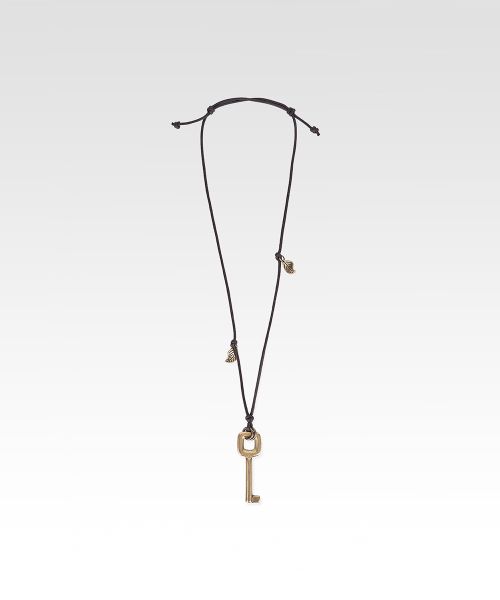 Safari Key Leaf Necklace Antique Gold