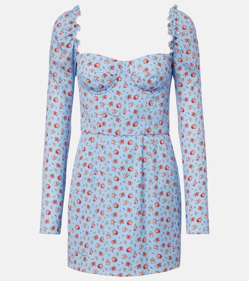 Floral silk-blend minidress