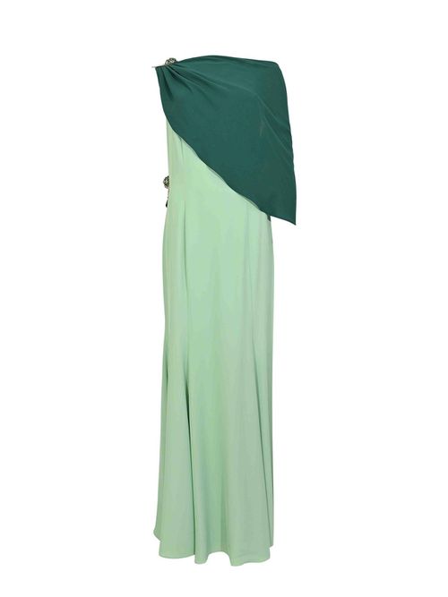 Crepe dress with mug and jewel buttons