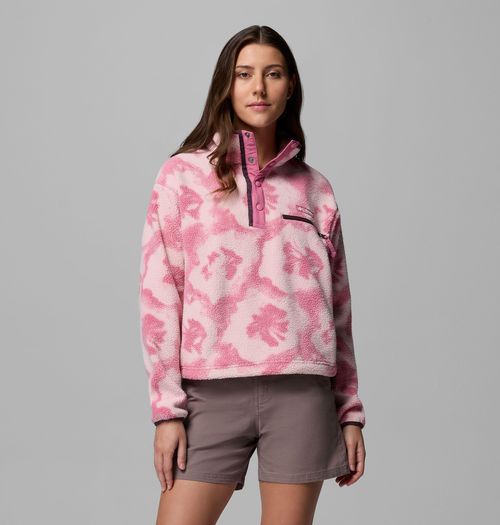 Women's Helvetia  II Printed Cropped Half Snap Fleece Pullover-