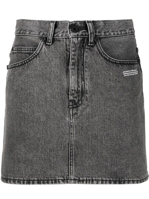 Printed logo denim skirt - Black