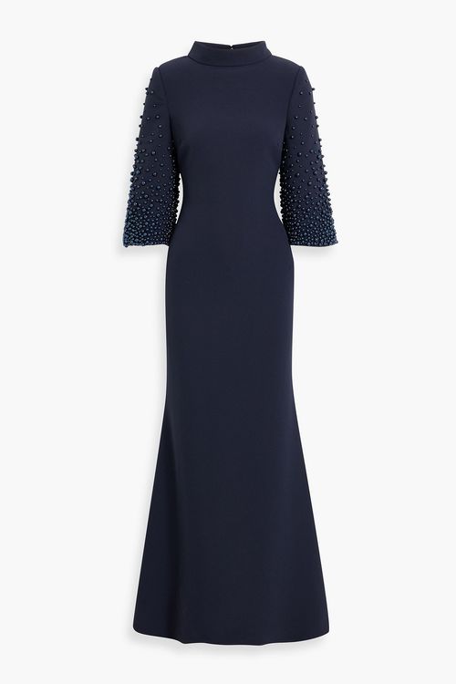 Bead-embellished crepe gown - Blue - US 4
