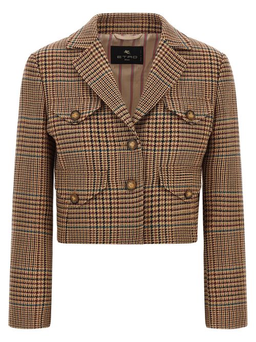 Prince of Wales Wool Blazer — Tan