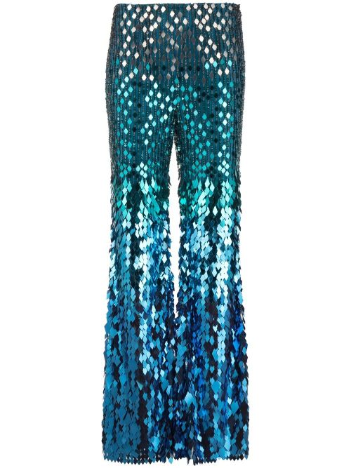Sequin-embellished flared trousers - Blue