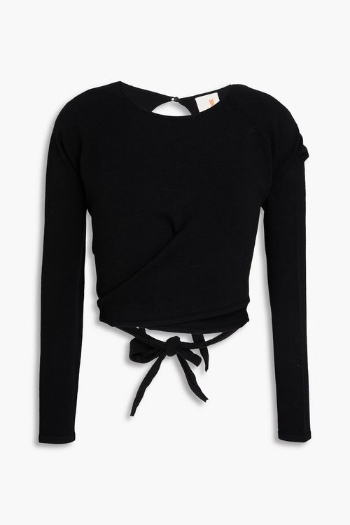 Cropped open-back Lyocell-blend top - Black - L