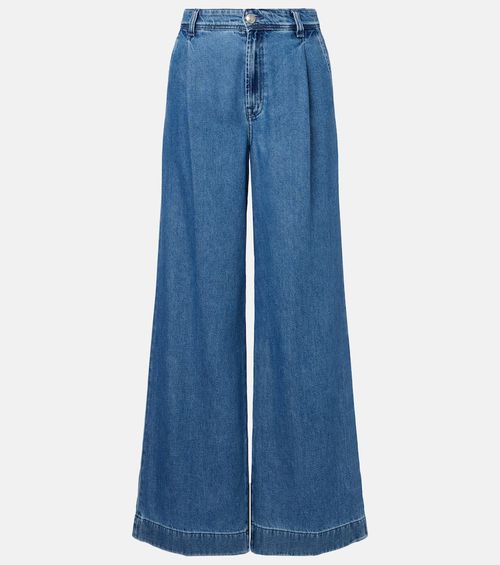 Pleated wide-leg jeans