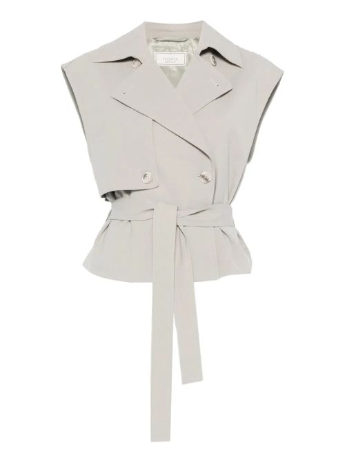 Sleeveless Double-Breasted Blazer — Beige