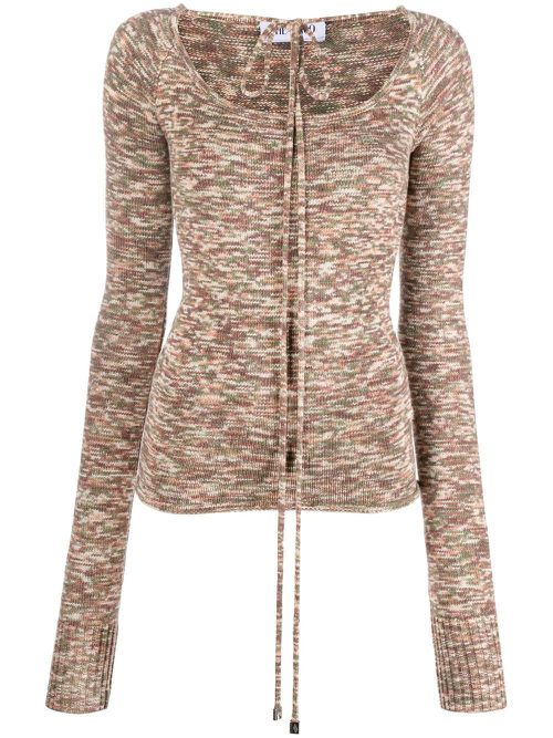 Tie-fastening knitted top - Neutrals
