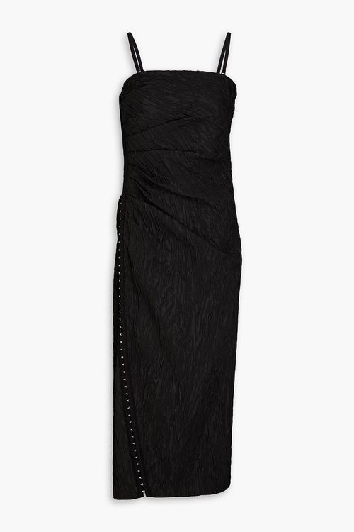 Draped cloqué midi dress