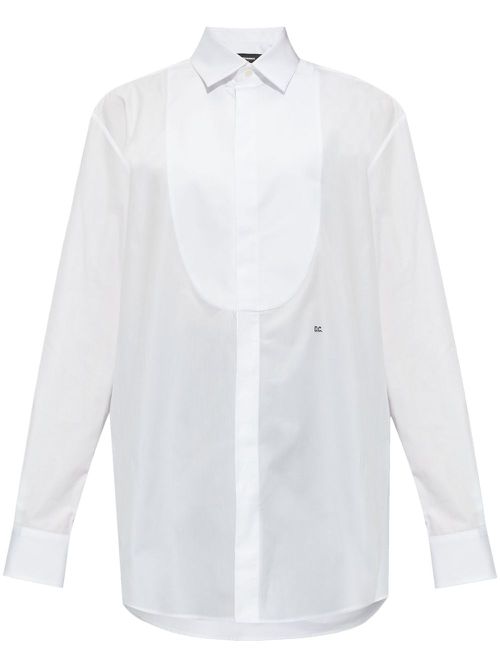Bib collar cotton shirt - White