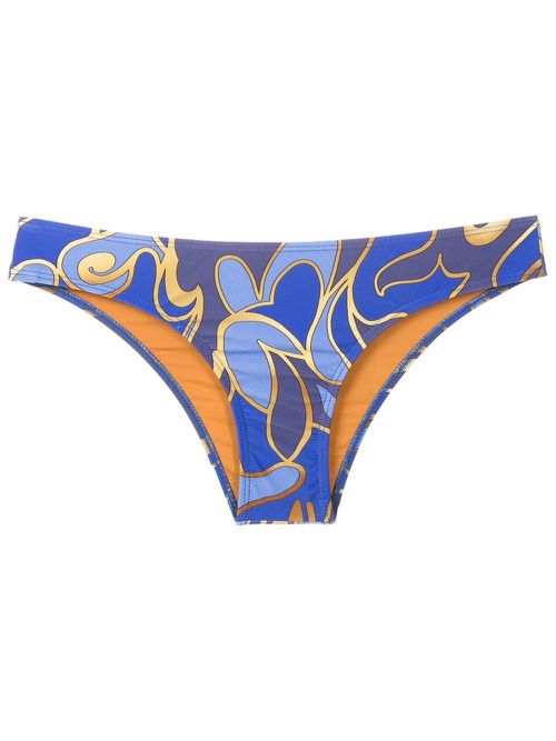 Graphic-print bandeau bikini - Blue