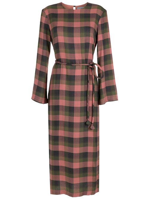 Folk checkered shirt dress - Multicolour